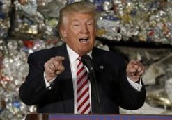 Republican presidential candidate Donald Trump speaks during a campaign stop, Tuesday, June 28, 2016, at Alumisource, a metals recycling facility in Monessen, Pa. (Photo: AP Photo/Keith Srakocic)