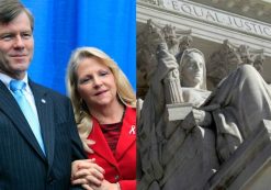 Supreme Court, right, and former Virginia Gov.Bob McDonnell, left, alongside his wife. (Photos: AP)