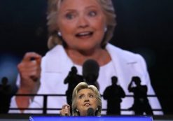 Hillary Clinton addresses the 2016 Democratic National Convention in Philadelphia.