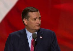 Texas Sen. Ted Cruz speaks to the Republican National Convention before being booed off the stage at the Quicken Loans Arena in Cleveland, Ohio.