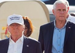 PHOTO: Republican presidential candidate Donald Trump, followed by his running mate, Indiana Gov. Mike Pence arrive in Louisiana to tour the flood devastation. (Photo: AP)