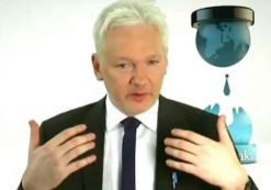 WikiLeaks founder and editor-in-chief Julian Assange appears on Fox and Friends. (PHOTO: Fox News)