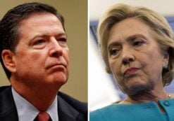 FBI Director James Comey, left, testifies in front of the House Oversight and Government Reform Committee, while Democratic presidential candidate Hillary Clinton, right, talks to reporters on the campaign trail in Florida. (Photos: AP)