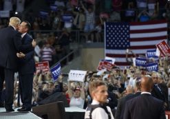 Republican National Committee (RNC) Chairman Reince Priebus greets Republican presidential candidate Donald Trump during a campaign rally, Friday, Aug. 12, 2016, in Erie, Pa. (Photo: AP/Evan Vucci)