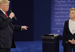 Republican presidential nominee Donald Trump answers Democratic presidential nominee Hillary Clinton during the second presidential debate at Washington University in St. Louis, Sunday, Oct. 9, 2016. (Photo: AP/John Locher)