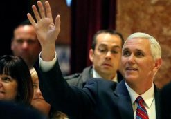 Vice president-elect Mike Pence arrives at Donald Trump's Trump Tower in New York, NY, November 15, 2016. REUTERS/Carlo Allegri