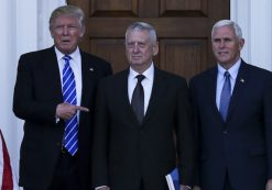 President-elect Donald Trump (L) and Vice President-elect Mike Pence (R) pose with General James Mattis (C) at the clubhouse of Trump International Golf Club, November 19, 2016 in Bedminster Township, New Jersey. (Photo: AP)