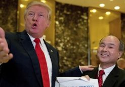 President-elect Donald Trump, accompanied by SoftBank CEO Masayoshi Son, speaks to members of the media at Trump Tower in New York, Tuesday, Dec. 6, 2016. (Photo: AP)