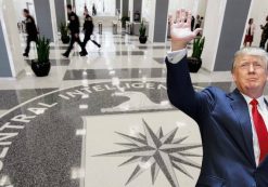 President Donald J. Trump imposed over the lobby of the CIA Headquarters Building in McLean, Virginia, August 14, 2008. (Photo: Reuters)