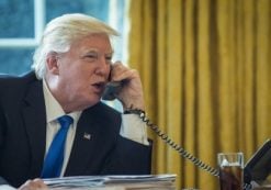 President Donald J. Trump speaks on the phone with Mexican President Enrique Peña Nieto on Jan. 27, 2017.