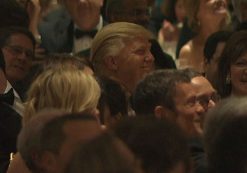 At the 2011 White House Correspondents Dinner, then-New York businessman Donald J. Trump laughs as then-President Barack Obama makes him the punchline of the evening.