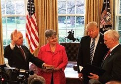 Vice President Mike Pence, right, swears in Jeff Sessions, left, as the next U.S. Attorney General under President Donald J. Trump, second from the right. (Photo: Courtesy of the White House)