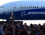 President Donald Trump delivers remarks at the Boeing plant in North Charleston, South Carolina.