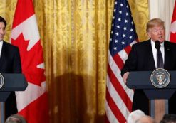 U.S. President Donald J. Trump, right, holds a joint press conference with Canadian Prime Minister Justin Trudeau, left, during his visited to the White House on Monday Feb. 13, 2017.