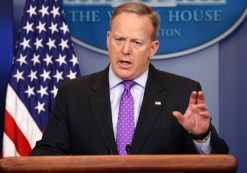 White House Press Secretary Sean Spicer, who served as the White House Communications Director, takes questions from reporters in the Brady Briefing Room.