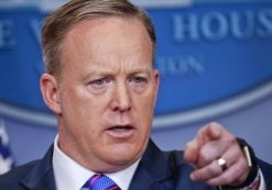 White House Press Secretary Sean Spicer responds to questions about the firing of Michael Flynn as National Security Advisor on Tuesday, Feb. 14, 2017.