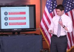 House Speaker Paul Ryan, R-Wis., explains the American Health Care Act, the ObamaCare replacement bill introduced by House Republicans, during a town hall-like press conference on March 9, 2017. (Photo: Courtesy of the Speaker)