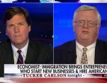 April 13, 2017: Tucker Carlson interviews and takes on economist Ray Keating, who argues Americans have nothing to fear from immigrants. (Photo: Fox News)