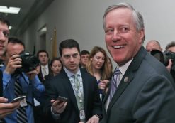 House Freedom Caucus Chairman Rep. Mark Meadows, R-N.C. smiles as he speaks with the media on Capitol Hill in Washington, March 23, 2017. (Photo: AP)