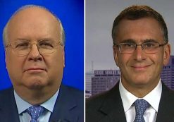 Karl Rove, left, and Jonathan Gruber, right, appear on Fox News Sunday with Chris Wallace on Sunday May 7, 2017. (Photo: Fox News)