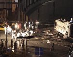 The aftermath outside the Manchester Arena, where U.S. singer Ariana Grande had been performing in northern England on May 23, 2017. A suicide bomber killed 22 people and injured dozens of others.