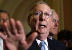 Senate Majority Leader Mitch McConnell talks to reporters after the Senate Republican weekly policy luncheon at the Capitol in Washington, July 8, 2015. (Photo: Reuters)