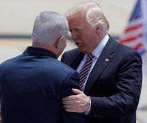 U.S. President Donald Trump (R) hugs Israeli Prime Minister Benjamin Netanyahu upon his arrival at Ben Gurion International Airport in Lod near Tel Aviv, Israel May 22, 2017. (Photo: Reuters)