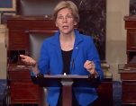 Senator Elizabeth Warren gives remarks on the Senate floor on June 22, 2017 after the release of the Senate Republicans' health care bill.