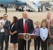 President Donald J. Trump speaks about healthcare at Cincinnati Municipal Lunken Airport in Cincinnati, Ohio, Wednesday, June 7, 2017. Shown are PlayCare co-owner Rays Whalen, left, and CSS Distribution Group President Dan Withrow and their families. (Photo: AP)