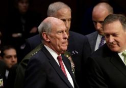 NSA Director Mike Rogers, left, Director of National Intelligence Daniel Coats, center, and CIA Director Mike Pompeo, right. (Photo: Reuters)