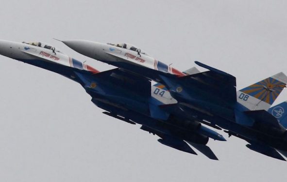 Russian air force Su-27 jet fighters perform at an air show outside Moscow in 2011. (Photo: Reuters)