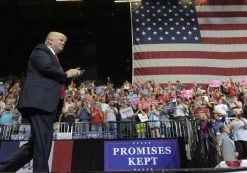 President Donald Trump arrives on stage to speak at the U.S. Cellular Center in Cedar Rapids, Iowa, Wednesday, June 21, 2017. This is Trump's first visit to Iowa since the election. (Photo: AP)