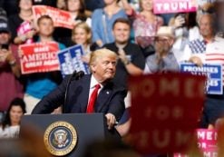 U.S. President Donald Trump speaks during a rally at the U.S. Cellular Center in Cedar Rapids, Iowa, U.S. June 21, 2017. (Photo: Reuters)