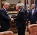 President Donald Trump, second from left, with Vice President Mike Pence, left, shakes hands with Senate Majority Leader Mitch McConnell, R-Kty., center, before the start of a meeting with House and Senate leaders at the White House. (Photo: AP)