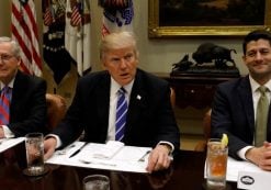 President Donald J. Trump hosts a lunch with Senate Majority Leader Mitch McConnell, R-Kty., (left) and Speaker of the House Paul Ryan, R-Wis., (right) at the White House in Washington, U.S. March 1, 2017. (Photo: Reuters)