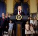 U.S. President Donald Trump calls on Republican Senators to move forward and vote on a healthcare bill to replace the Affordable Care Act, as people negatively affected by the law stand behind him, in the Blue Room of the White House in Washington, U.S., July 24, 2017. (Photo: Reuters)