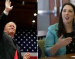 President Donald Trump, left, waves at the Celebrate Freedom Rally in Washington, U.S. July 1, 2017. Republican National Committee Chairwoman Ronna Romney McDaniel, right, addresses Hispanic business owners and community members at the Lansing Regional Chamber of Commerce in Lansing, Mich., Friday, May 5, 2017. (Photos: Reuters/AP)