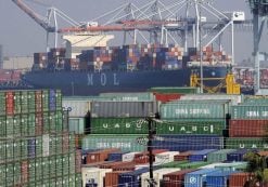 Cargo containers sit idle at the Port of Los Angeles as a back-log of over 30 container ships sit anchored outside the Port in Los Angeles, California, February 18, 2015. (Photo: Reuters)