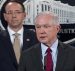 Attorney General Jeff Sessions, center, and Deputy Attorney General Rod Rosenstein, to his right, hold a press conference announcing the dismantling of the largest dark website in the world on July 20, 2017. (Photo: AP)