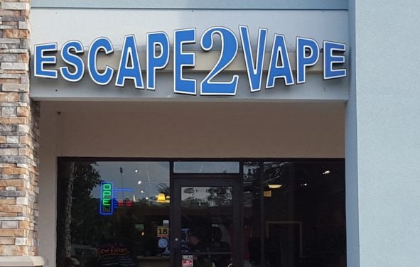 File: Outside Escape to Vape, a brick-and-mortar e-cigarette and e-liquid vapor store in Gainesville, Florida on June 30, 2017. (Photo: People's Pundit Daily/PPD)