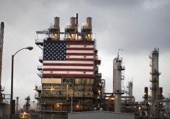 The U.S. flag is displayed at Tesoro's Los Angeles oil refinery in Los Angeles, California. (Photo: Reuters)