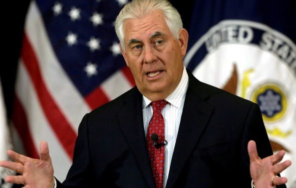 U.S. Secretary of State Rex Tillerson delivers remarks to the employees at the State Department in Washington, U.S., May 3, 2017. (Photo: Reuters)