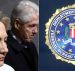 Hillary Clinton and Bill Clinton, left, attend a meeting with President Donald J. Trump on Inauguration Day. FBI graphic, right. (Photo: AP)