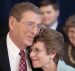 In this Thursday, Oct. 4, 2007, file photo, Sen. Pete Domenici, R-N.M., embraces his wife Nancy, right, as he finishes a news conference, in Albuquerque, N.M. Domenici, who became a power broker in the Senate for his work on the federal budget and energy policy, has died. Domenici was 85. The law firm of Pete Domenici Jr., the senator’s son, confirms that the former lawmaker died Wednesday, Sept. 13, 2017, in Albuquerque but did not provide any details.