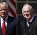 President Donald J. Trump, left, and Supreme Court Justice Anthony Kennedy participate in a public swearing-in ceremony for Justice Neil Gorsuch in the Rose Garden of the White House White House in Washington, Monday, April 10, 2017.