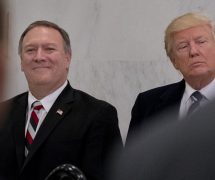 Mike Pompeo, first the Director of the Central Intelligence Agency (CIA) before State Department nominee, left, with President Donald J. Trump, right. (Photo: AP)