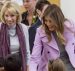 Secretary of Education Betsy DeVos, left, and First Lady Melania Trump chat with students during a visit to Orchard Lake Middle School in West Bloomfield, Mich., Monday, Oct. 23, 2017. (AP)