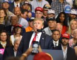 President Donald Trump marvels at the crowd size during a rally in Tampa, Florida on Tuesday, July 31, 2018. (Photo: Laura Baris/People's Pundit Daily)