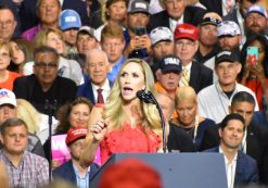 Lara Trump warms up the crowd before her father-in-law President Donald Trump takes the stage during a rally in Tampa, Florida on Tuesday, July 31, 2018. (Photo: Laura Baris/People's Pundit Daily)