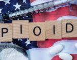 Scrabble-like text depicting opioids on an American flag to underscore the opioid epidemic in the United States. (Photo: AdobeStock)